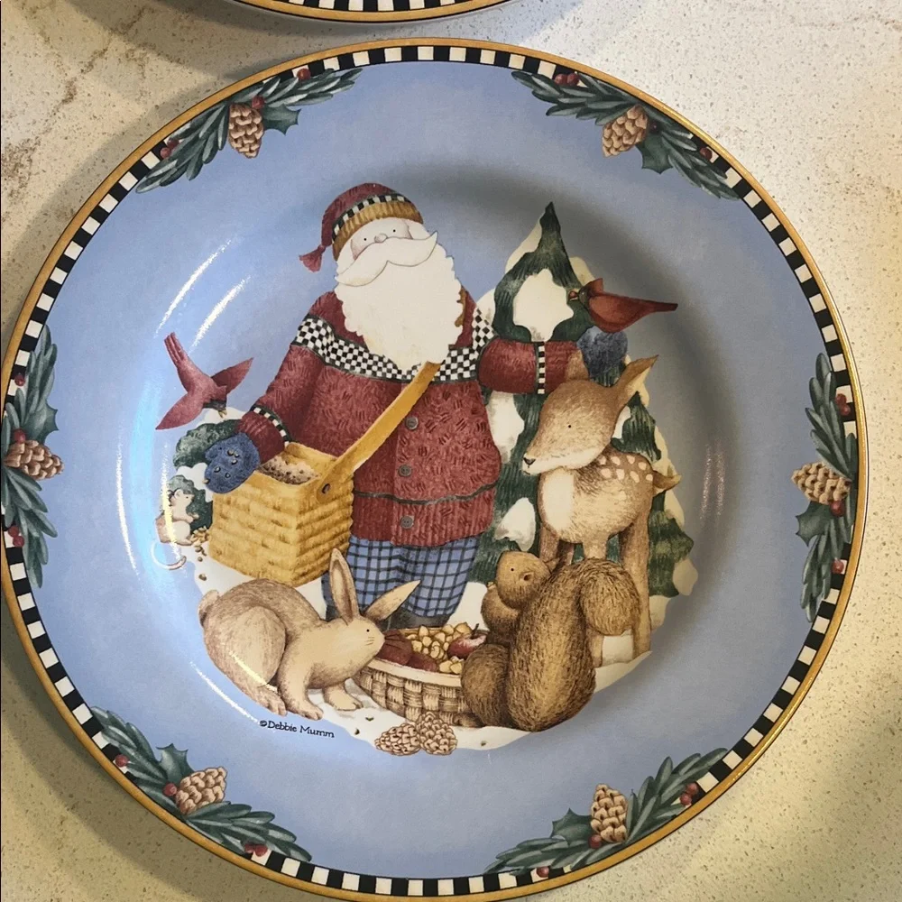 Sakura Blue and Gold Holiday Plate Set